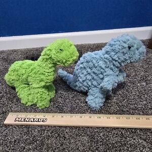 Plush Dinosaur Toys- Trex And Bronto. Green and Blue
